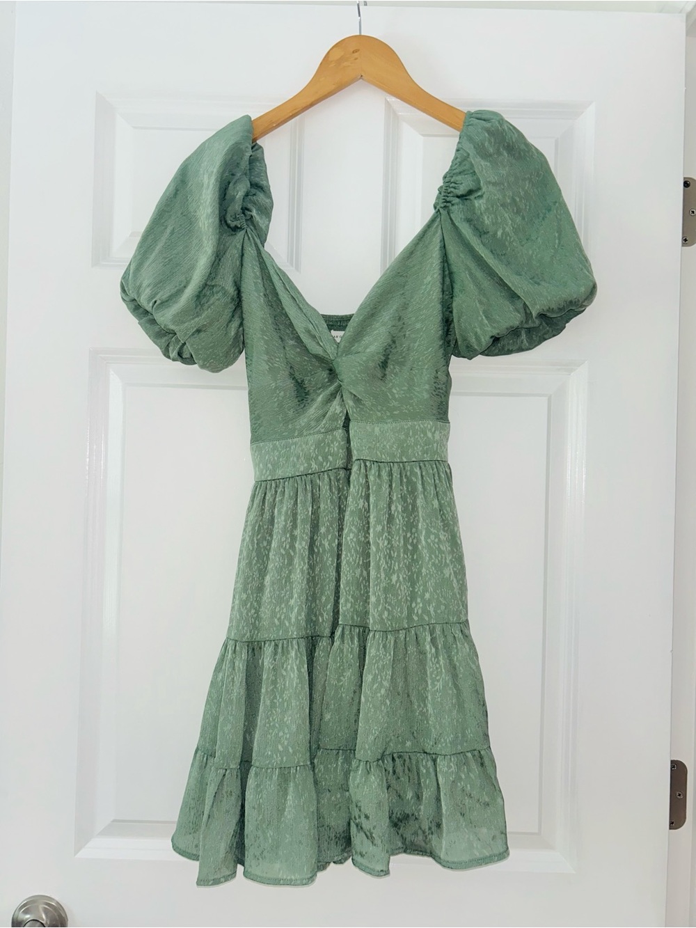 NWT Altar’d State Sage Green Short Sleeve Puff Sleeve Dress Medium